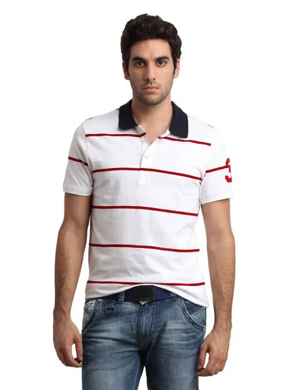 ADIDAS Men White Polo T-shirt