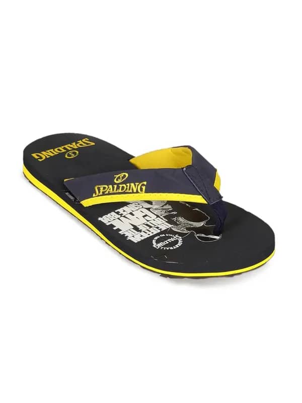 Spalding Men's Navy With Yellow Flip Flop