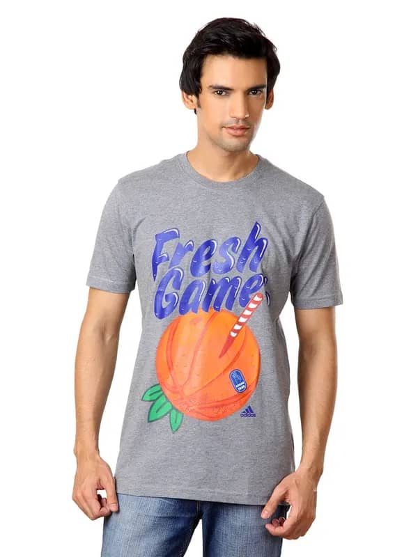 ADIDAS Men Grey T-shirt