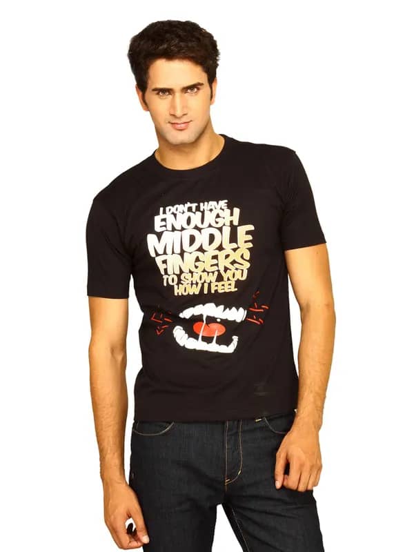 Myntra Men's I don't Have Enough Black T-shirt