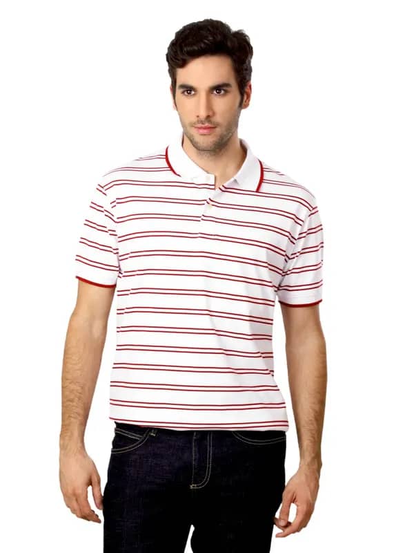 Scullers Men White Striped T-shirt