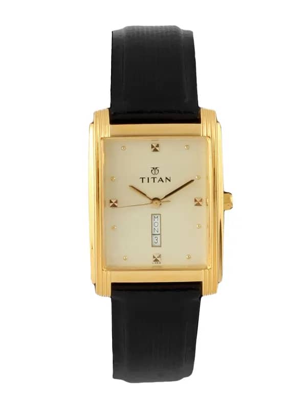 Titan Men Cream-Coloured Dial Watch NB1072YL06