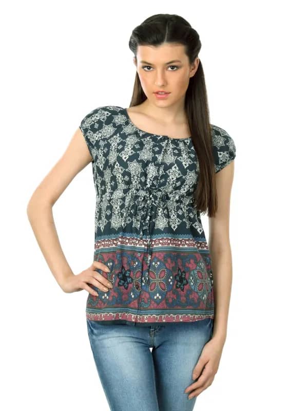 Lee Women Navy Blue Printed Shirt