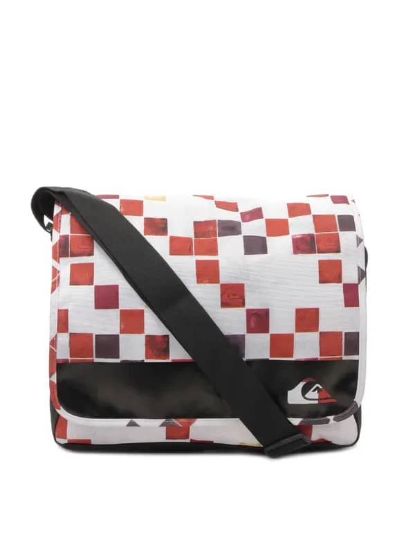 Quiksilver Men White & Black Base Satchel Bag