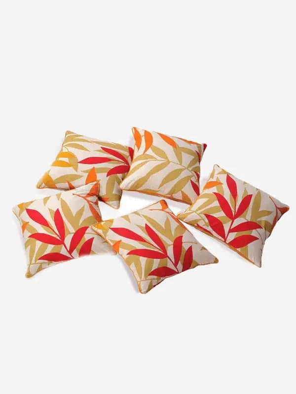 Swayam Unisex Yellow and Orange Cushion Covers (Set of 2)