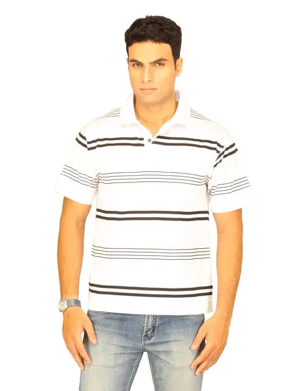 Classic Polo Men's White With Black Stripes T-shirt