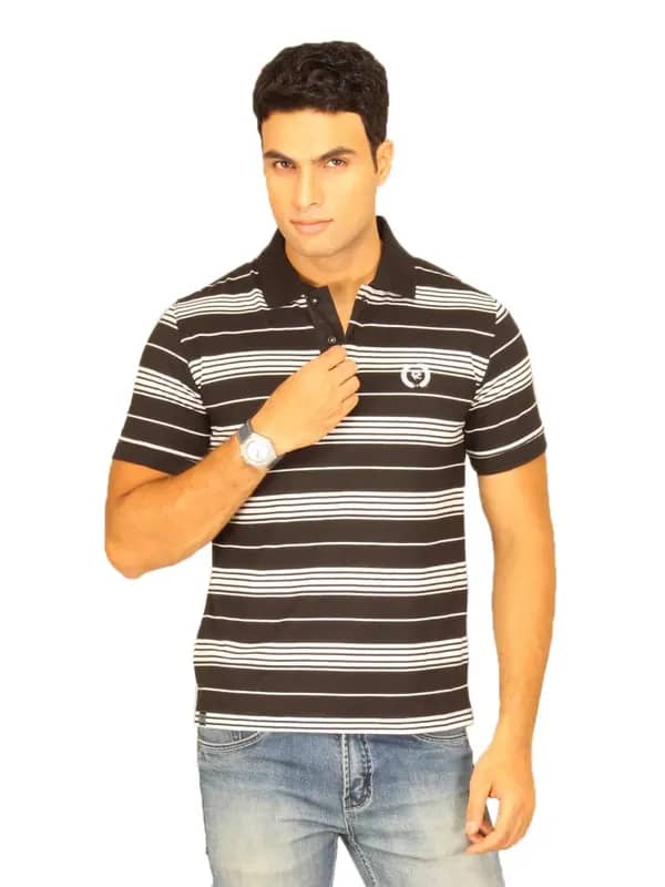 Classic Polo Men's Black With White Stripes T-shirt