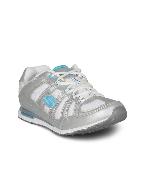 Skechers Women Silver White Blue Shoe