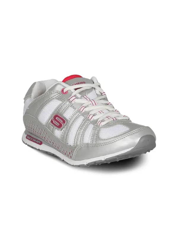 Skechers Women Silver Pink White Shoe