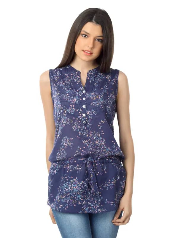 Wrangler Women Blossom Navy Blue Top