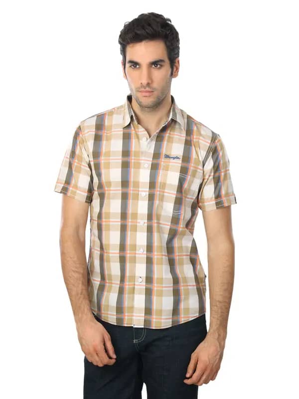 Wrangler Men Brown Check Shirt