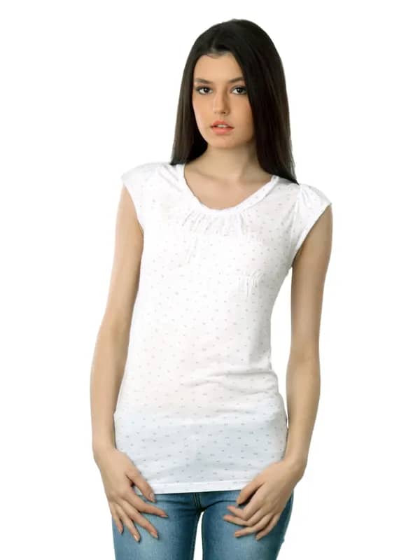 Wrangler Women White Smocked Top