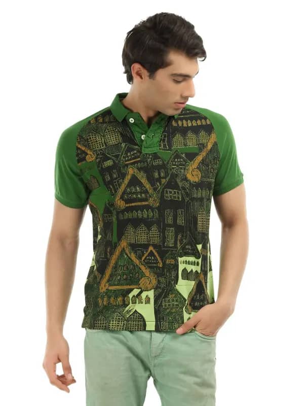 Probase Men Green Polo T-shirt