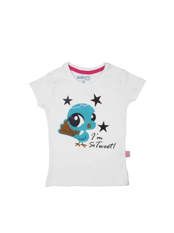 Doodle Girls Printed White Top