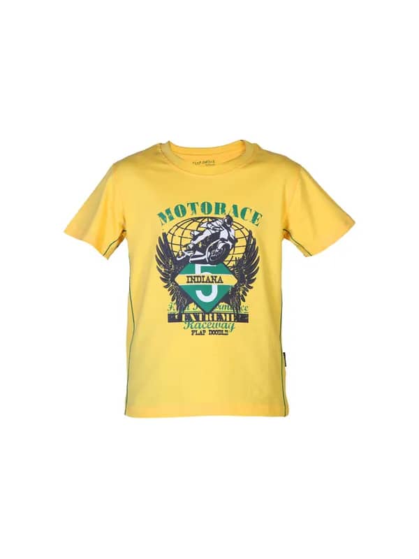 Doodle Boys Printed Yellow T-shirt