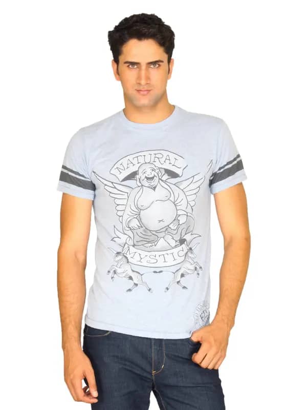 Ed Hardy Men's Buddha Light Blue T-shirt