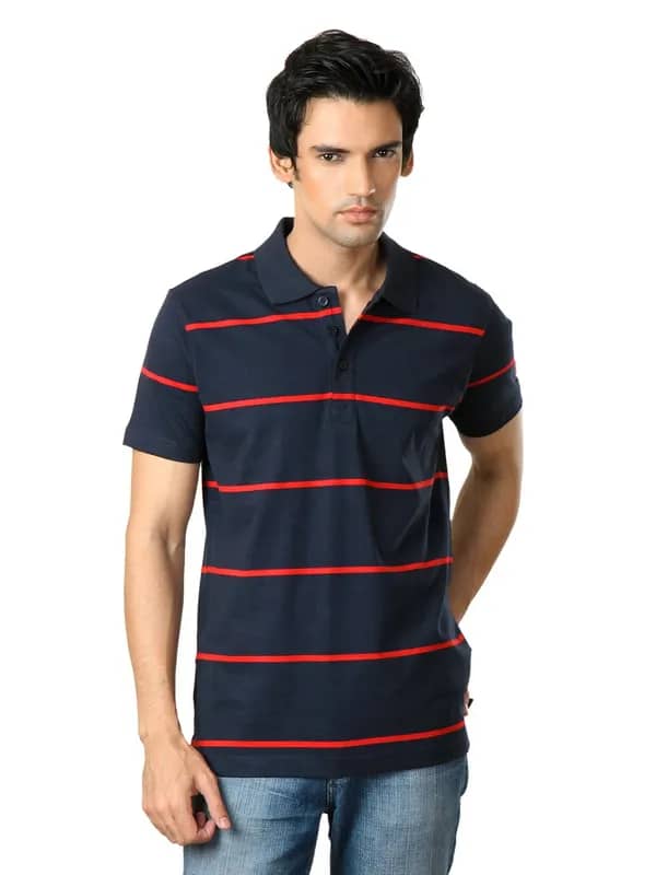 ADIDAS Men Navy Blue Polo T-shirt