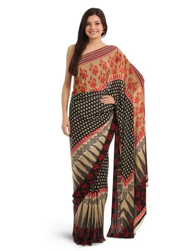 Prafful Multicoloured Crepe Printed Saree