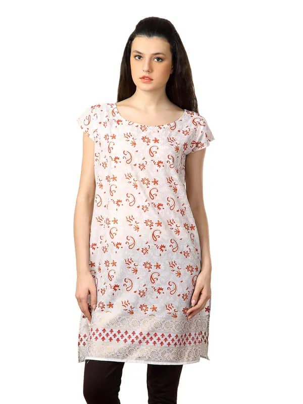 Alma Women White Printed Kurta