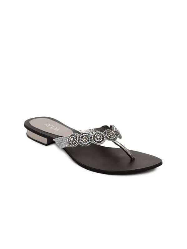 Rocia Women Black & Silver Sandals