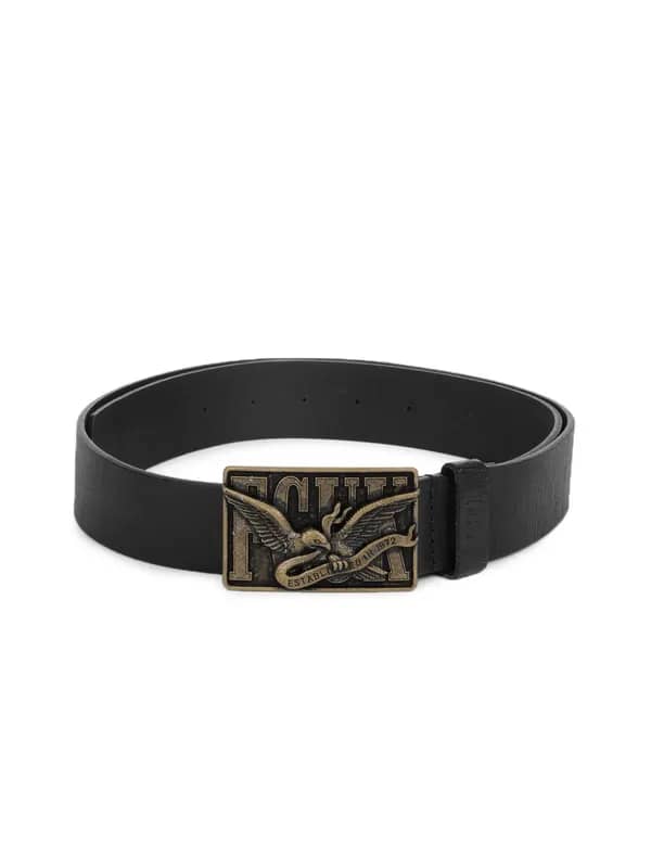 French Connection Men Black Leather Belt