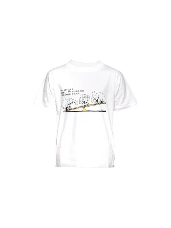 Tantra Kid's Unisex 3 Elephants White Kidswear