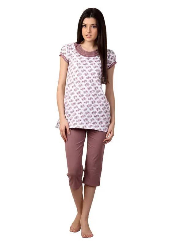 SDL by Sweet Dreams Women Printed Brown Night suits