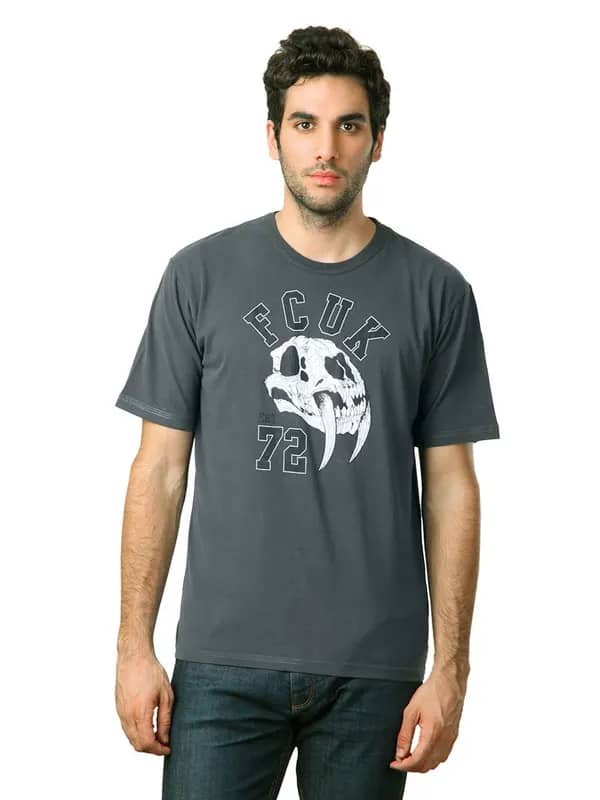 French Connection Men Grey T-shirt