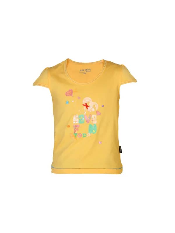Doodle Girls Printed Yellow Top