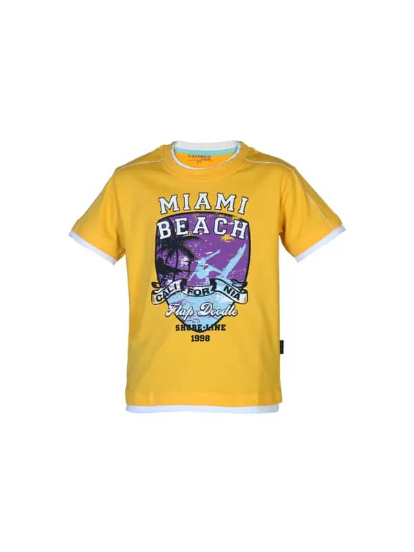 Doodle Boys Printed Yellow T-shirt