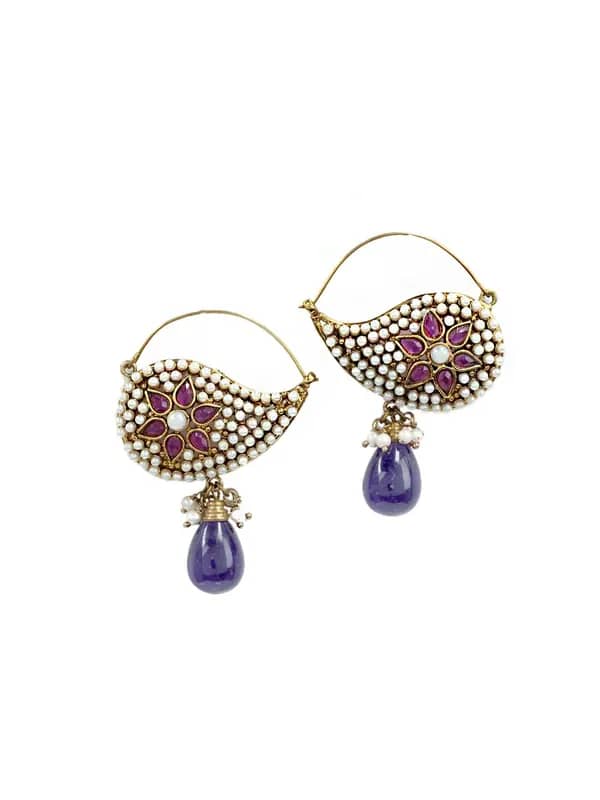 Royal Diadem Gold & Purple Earrings