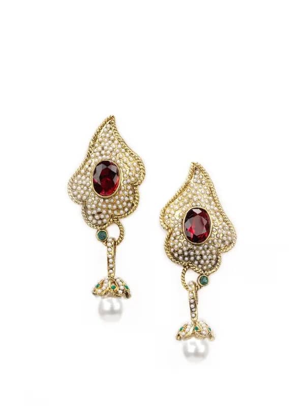 Royal Diadem Maroon Earrings
