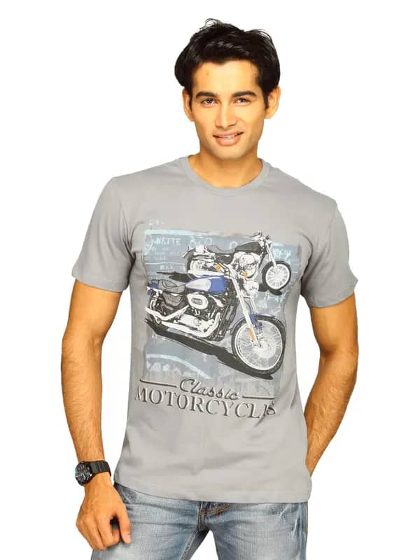 Free Authority Men's Bikes Grey Violet T-shirt