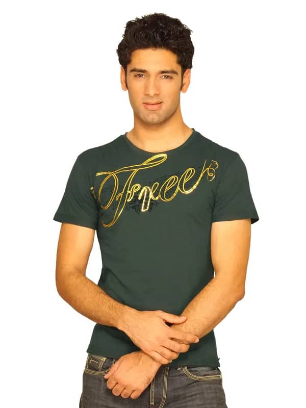 Free Authority Men's Foil Raw Edge Washed Olive T-shirt