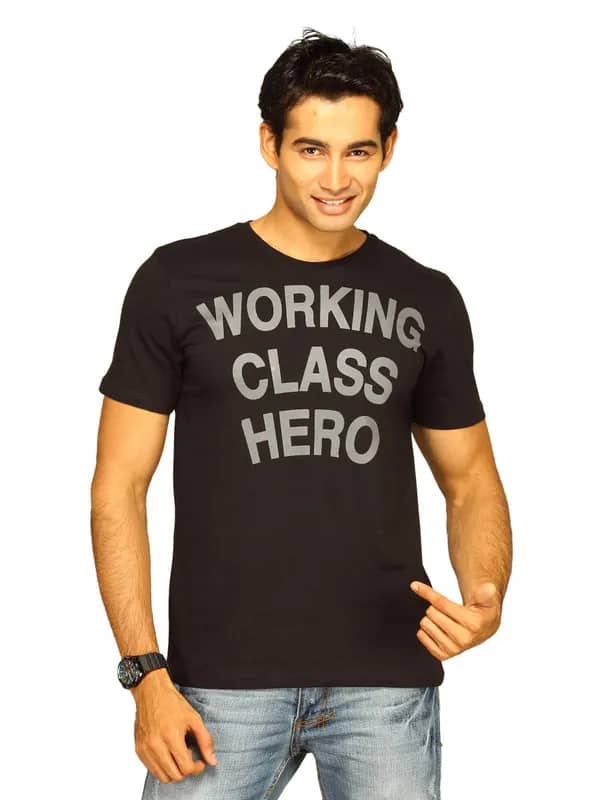 John Lenon Men's Working Class Hero Black T-shirt
