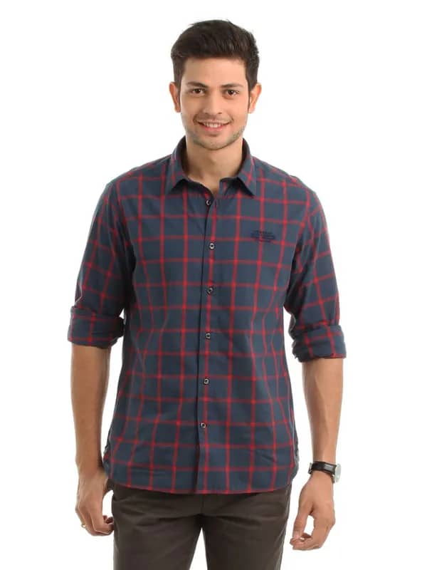 Indian Terrain Men Navy Blue Check Shirt