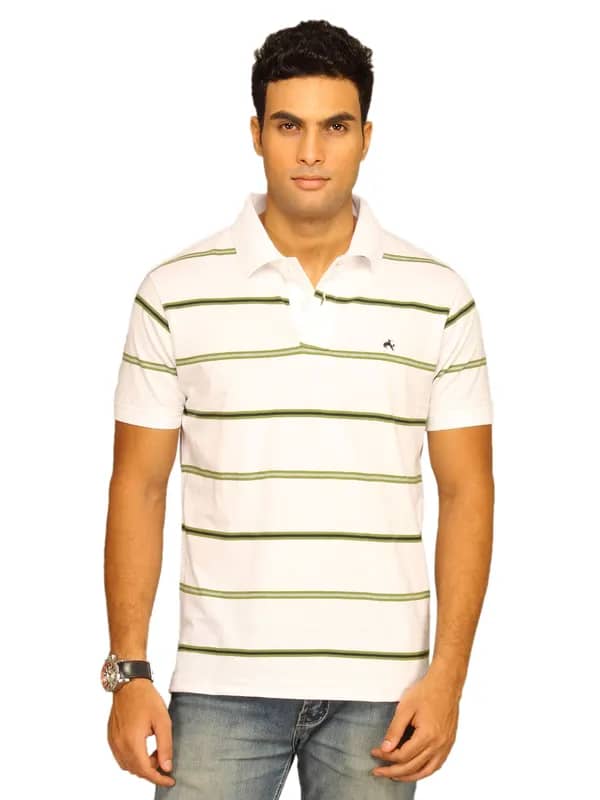 Wrangler Men's Bullrider Striper Polo White T-shirt