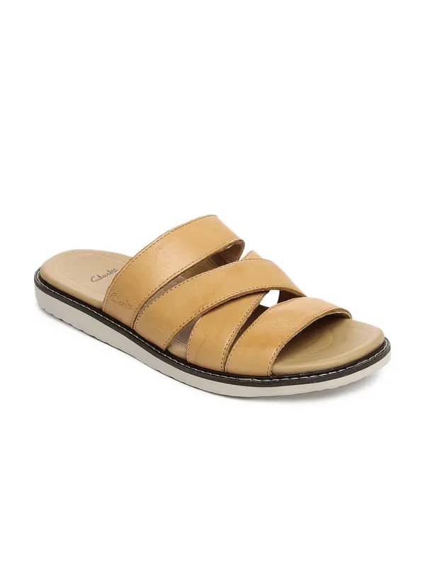 Clarks Men Tan Brown Leather Sandals