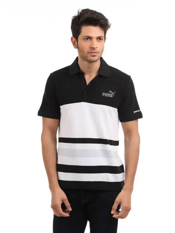 Puma Men Black Polo neck T-shirt