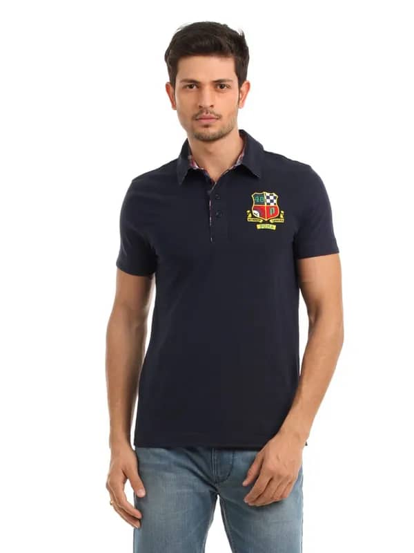 Puma Men Navy Blue Badge Polo T-shirt