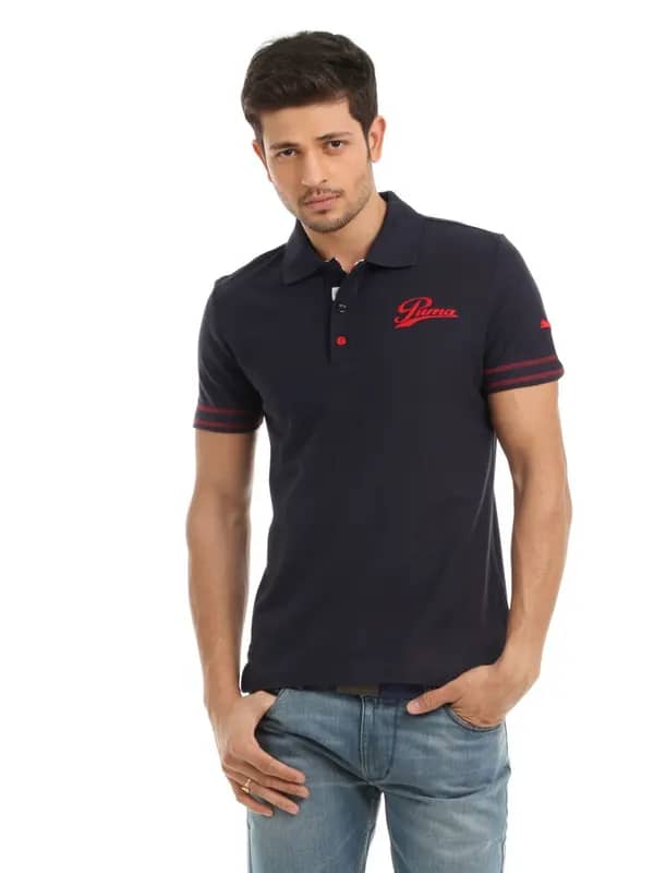 Puma Men Navy Blue Polo T-shirt