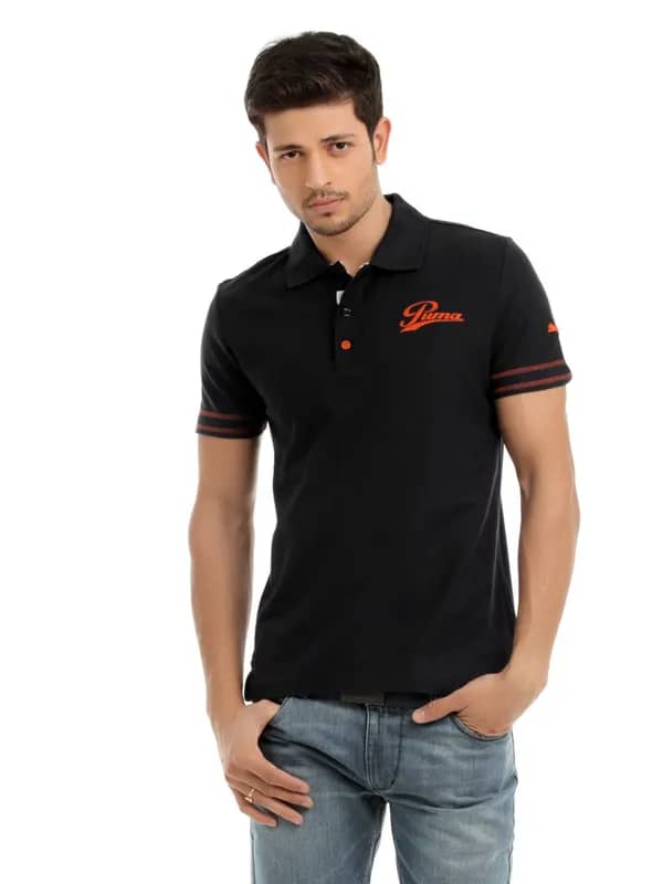 Puma Men Black Polo T-shirt