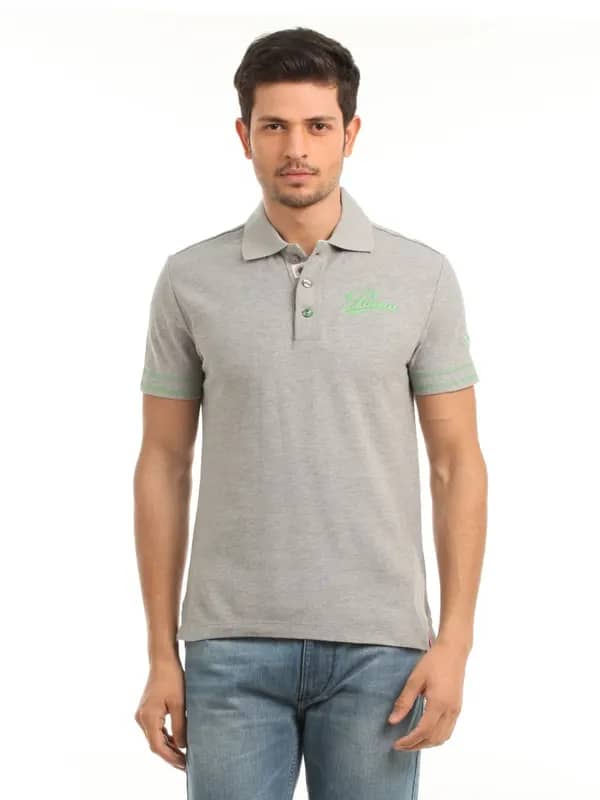 Puma Men Grey Honeycomb Polo T-shirt
