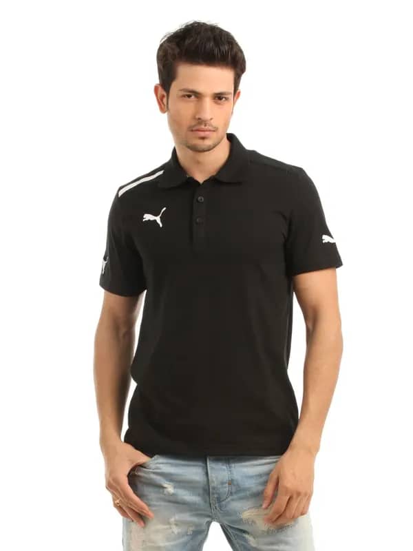 Puma Men Black Polo Neck T-shirt