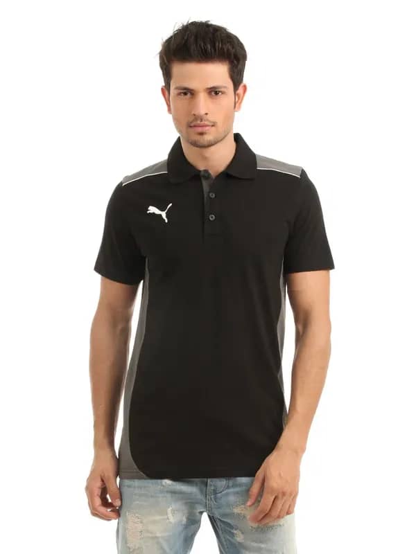 Puma Men Black Polo Neck T-shirt