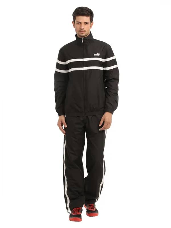 Puma Men Black Logo Woven Tracksuit