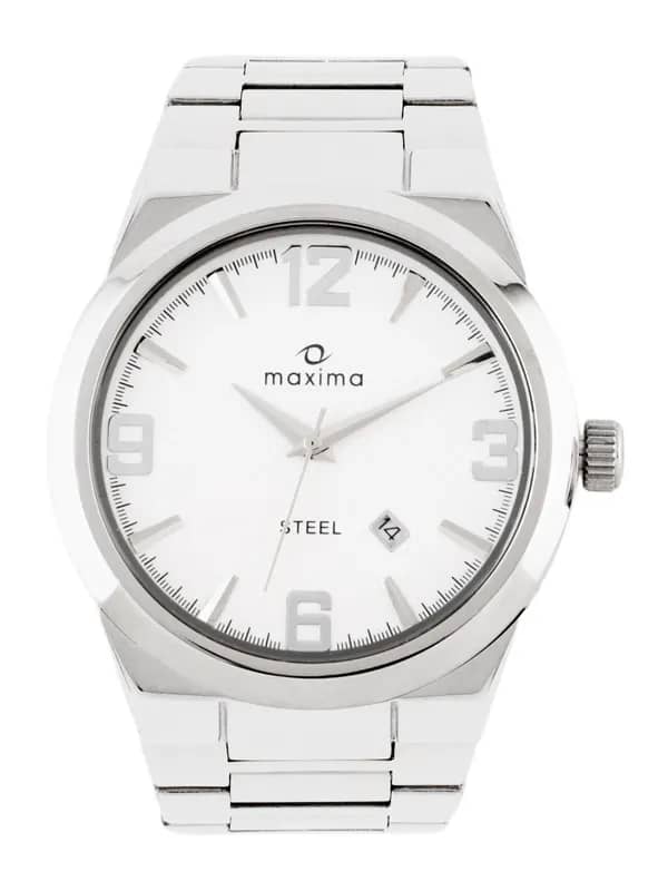 Maxima Ssteele Men White Dial Watch