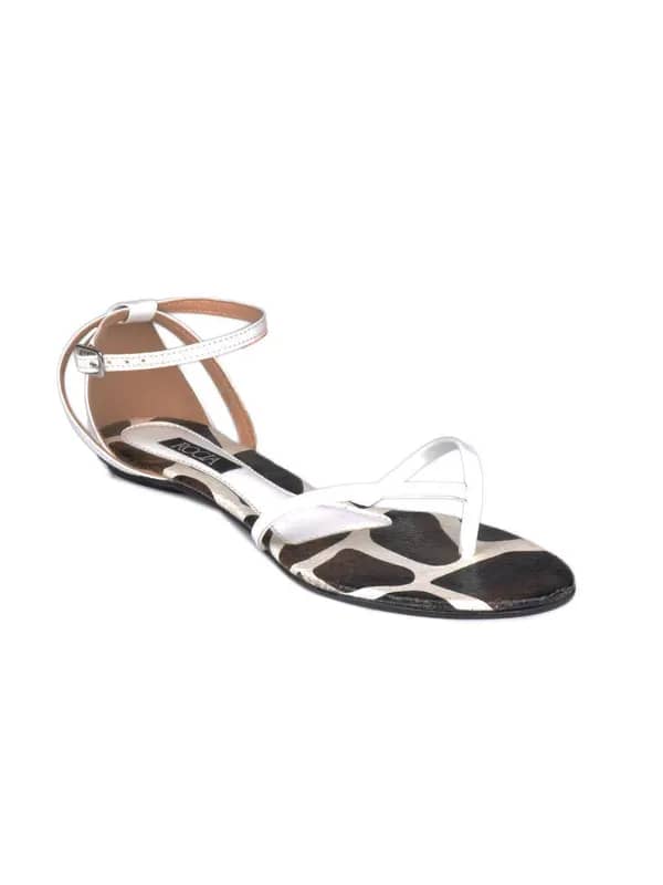 Rocia Women White & Brown Sandals