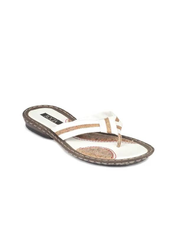 Rocia Women White & Brown Sandals