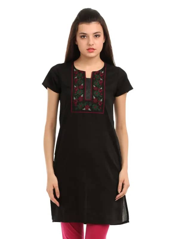 Folklore Women Black Kurta
